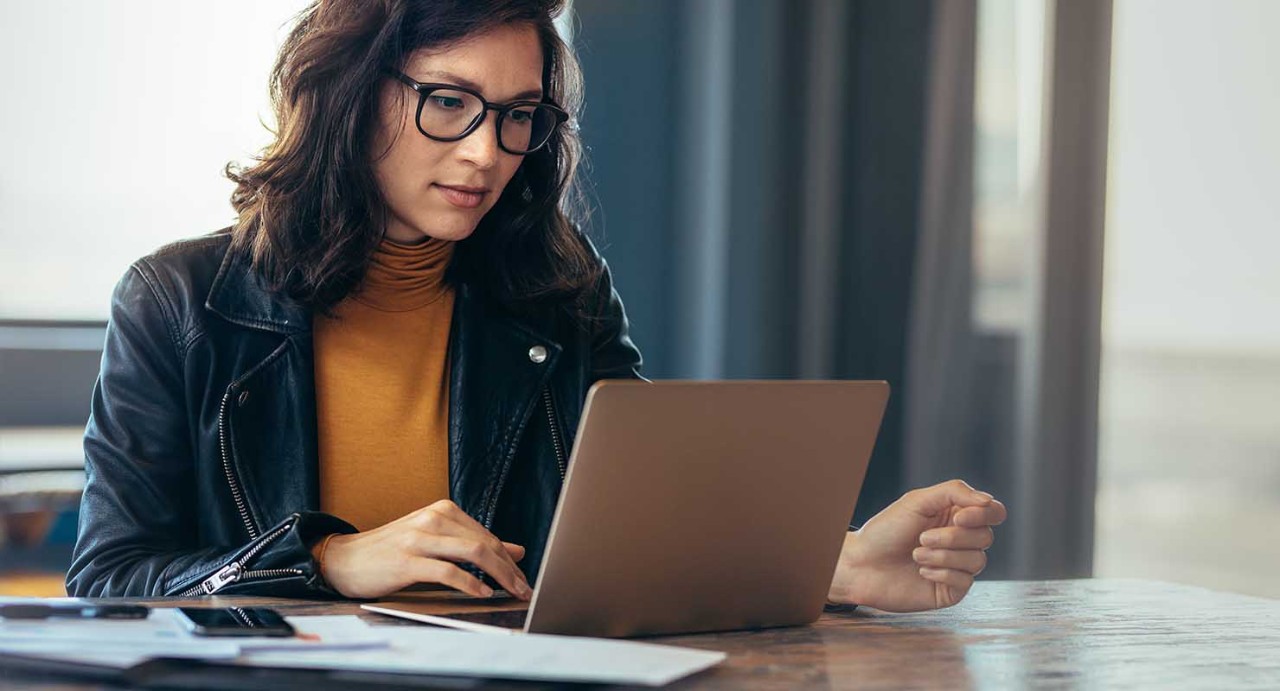 Woman working at her desk